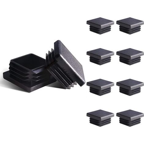 Tapones de plástico de 40x40 mm, tapones negros para tubos cuadrados, tapones de sellado de plástico, 16 unidades.