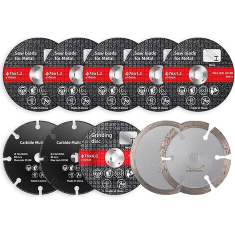 Lot de 10 disques de scie de 76 mm pour meuleuse électrique rotative, outil de coupe pour métaux et bois. (1/5)