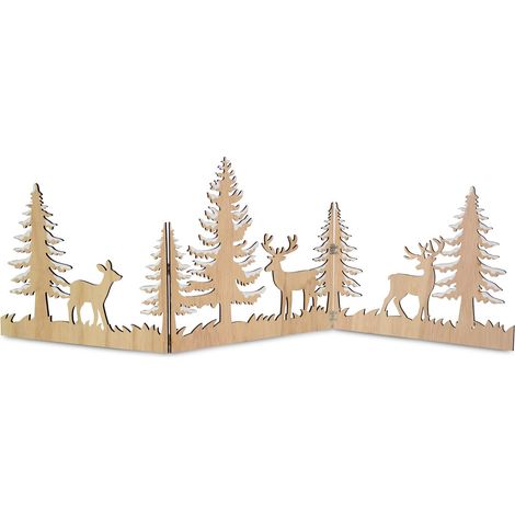 Weihnachtsdeko Waldpanorama Natur & Weiß zum Klappen 50 cm - Holz (1/3)