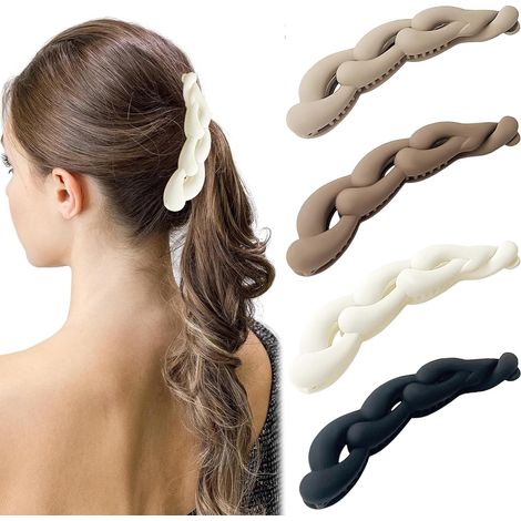 Set di 4 fermagli per capelli a banana, fermagli a banana vintage, elastici per coda di cavallo, fermagli a banana, fermagli a pesce, fermagli antiscivolo per capelli da donna (1/5)