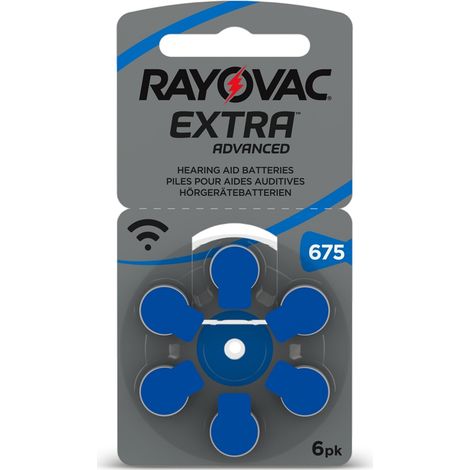 Pile pour appareil auditif RAYOVAC, EXTRA ADVANCED, taille 675, lot de 6