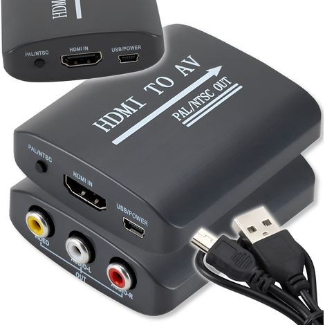 Adaptador convertidor de imagen de HDMI a AV RCA cinch adaptador NTSC PAL (1/5)