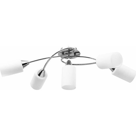 vidaXL Lámpara de techo pantallas cerámica cono blanco 5 bombillas E14 (1/2)