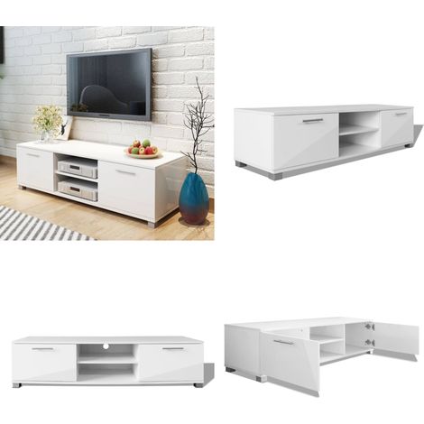 Mobile Porta TV Bianco Lucido 120x40,5x35 cm - Mobiletto TV - Mobile TV lucido