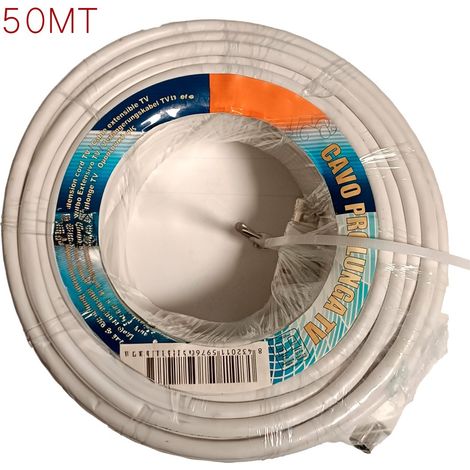 Cavo Coassiale Bassa Perdita RF 75 OHM per Trasmissione di Segnali TV Audio Video Radio e Satellitari Fai da Te 50 metri (1/3)