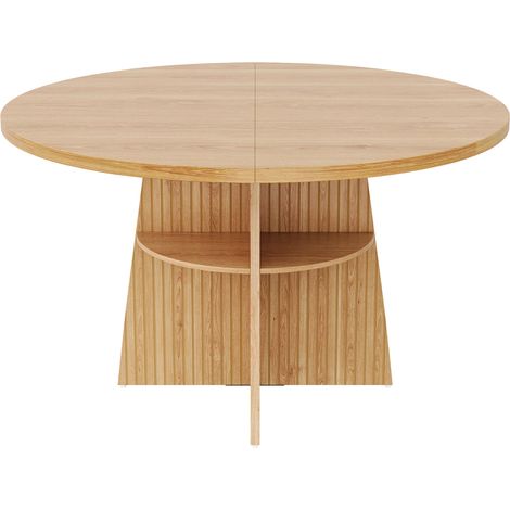 Tavolo da pranzo rotondo allungabile in MDF 110-150 x 110 x 77,5 cm naturale (1/5)