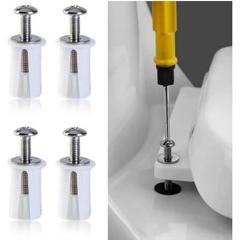 4pcs Vis D'expansion pour Couvercle de Toilette Fixation Abattant WC Vis pour Lunette Toilette Ensemble de Fixation de Siège de Toilette Pièces de Rechange pour Couvercle de Toilette (1/5)