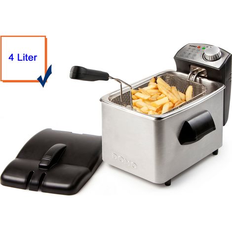 Kaltzonen Fritteuse Edelstahl mit Deckel, 3000 Watt, 4 Liter (1/5)