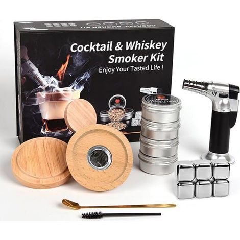 Kit de Fumoir à L& 39ancienne pour Whisky et Bourbon - Ensemble Fumeur Cocktail avec 4 Copeaux Bois - Ca KIT ACCESSOIRE POUR REPAS (1/5)