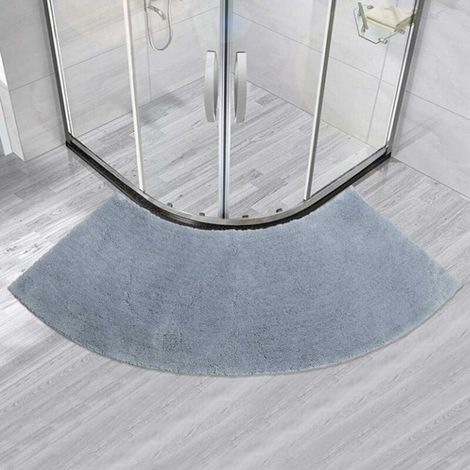 Tapis De Salle De Bain, Petit Tapi De Douche Arrondi en Quart De Cercle, Microfibre, Super Absorbant Antiderapant Tapis De Bain Confortable Paroi De Baignoire(gris) (1/4)