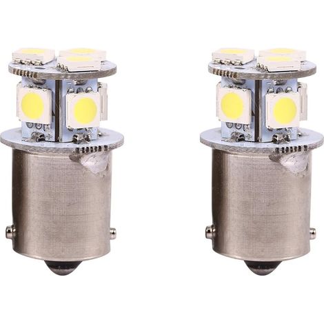 ampoule 12v 5w Ampoule de frein à LED 2 pièces blanc BA15S R5W 1156 5050 8SMD LED faible puissance feux de freinage de voiture ampoules remplacement automatique des accessoires (1/5)