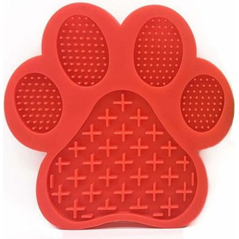 Tapis de Lechage Chien Tapis à Lécher pour Chien Coussin à lécher pour Chien avec Ventouse en Bas, Bol Anti-étranglement pour Animaux de Compagnie, Bol pour Chat en Silicone Anti-Rotation Roug (1/5)