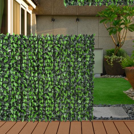 Künstliche Heckenrolle (3 x 1 m) aus PE und Gewebe für Balkon und Garten, hellgrün und dunkelgrün