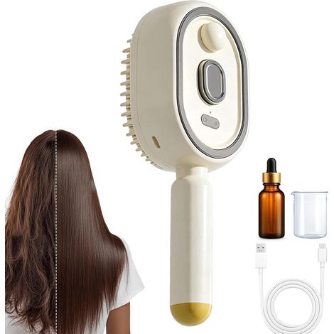 Brosse à Cheveux Vaporisateur - Peigne électrique Lissant Avec Réservoir D'eau Et Charge Usb-c - Pour Voyage Salon Et Soins Quotidiens - 1 Pièce (1/5)