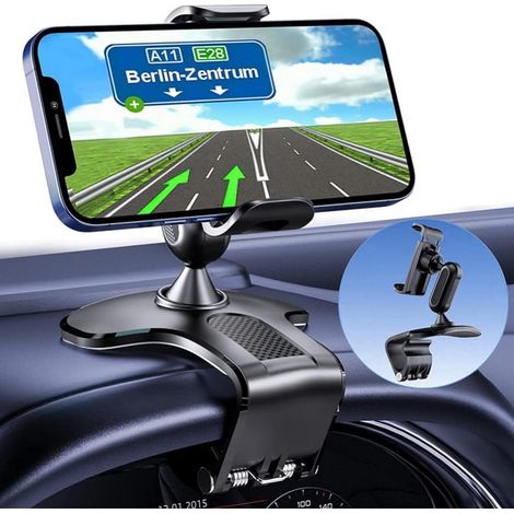 Support de téléphone de voiture rotatif à 360 degrés, fixation pour tableau de bord, compatible avec les smartphones de 4 à 7 pouces (1/5)