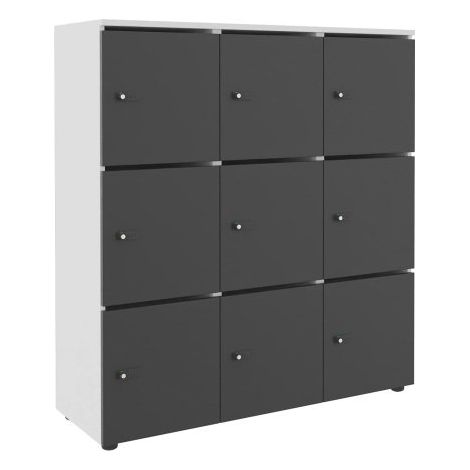 Casier flexycaz 9 cases blanc 3 x 3 cases l 120 x p 42 x h 131,4 +pass - 9 portes individuelles - Carbone - Maxiburo (1/2)