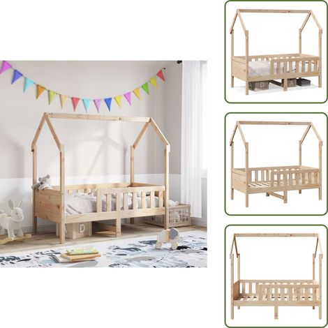 vidaXL Kinderbett Hausbett 70x140 cm Massivholz Kiefer (1/5)