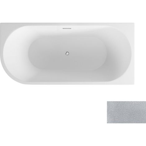 Baignoire d’angle droit chrome glam avec bonde chrome 170x80 ZOYA (1/5)