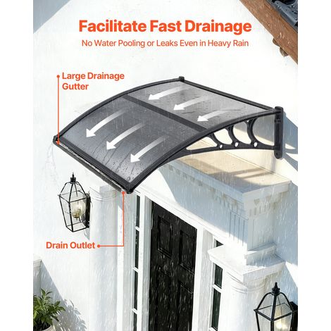 Auvent de Porte d'Entrée 75,5x100 cm Marquise de Porte Extérieur Polycarbonate pour Fenêtres Porche Balcon, Protection contre la Pl… (1/5)