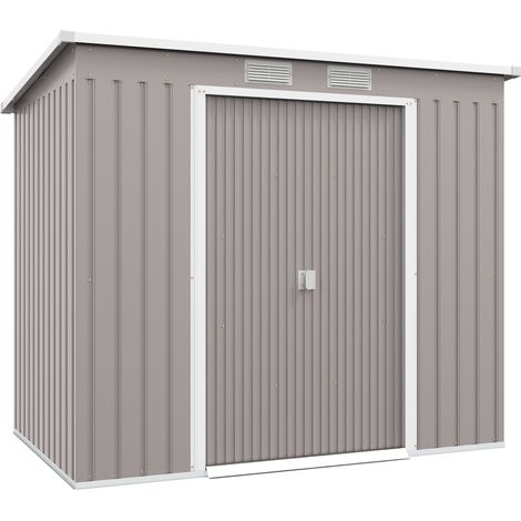 Cobertizo de almacenamiento exterior, ventanas de ventilación, puertas correderas, acero, 213 x 130 x 172 cm (1/5)
