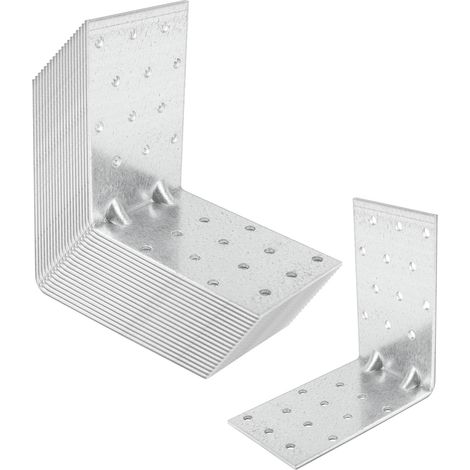 SOTECH 20er Set Bauwinkel Winkelverbinder 90° Materialstärke 2,5 mm Schwerlastwinkel aus feuerverzinkter Stahl Eckwinkel Stahlwinkel mit Sicke (Verstärkung) 100 × 100 × 60 mm