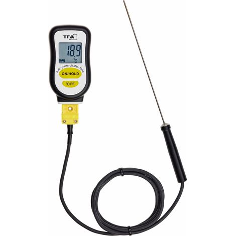 TFA Dostmann Sous-Vide 14.1552.01 - Termometro digitale con sensore in acciaio inox, con nastro in schiuma per sigillare, nero, lunghezza 42 x larghezza 21 x altezza 78 mm (1/2)