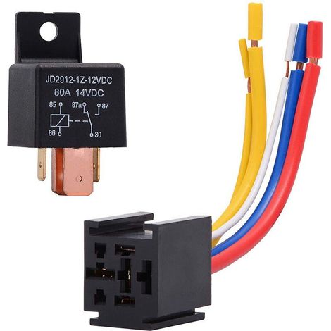Relais 80 A 12 V 5 broches avec support JD2912 (Alimentation automobile, alimentation moto) (1/4)