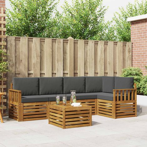 vidaXL Ecksofa Set 6 pcs Natur und Anthrazit Massivholz Akazie (1/5)