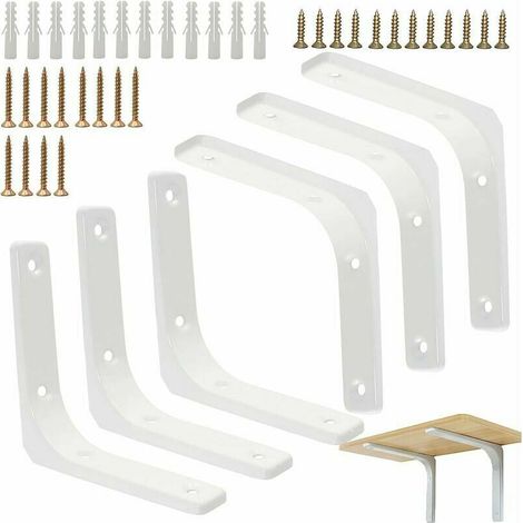 Supports Angulaires Droits 6 Pcs Équerre Étagère Blanche Equerre Murale en Forme de L Blanc Equerre Etagere 100mm Support D\\u2019ètagère Equerre Etagere Murale Blanche 10 cm pour Meubles Décoration