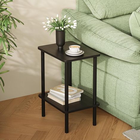 Table d'Appoint à 2 Niveaux, Table de Chevet Étroit en Bois, 40 x 30 x 52 cm, Design Moderne pour Chambre, Salon, Bureau ou Balcon, Facile à Monter, Noir (1/5)