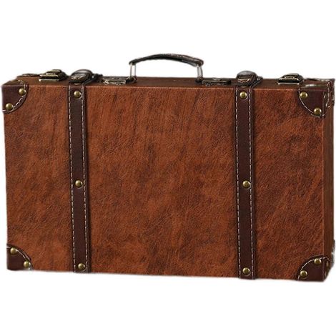 Valise vintage avec poignée, coffre en bois, décoration de table style rétro (1/5)