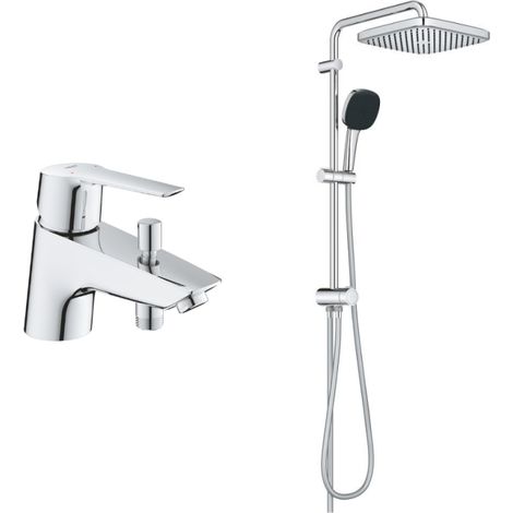 Pack mezclador mecánico de baño/ducha GROHE Quickfix Start 2021 + columna de ducha GROHE Vitalio Comfort 250 con desviador, acabado cromado (1/5)