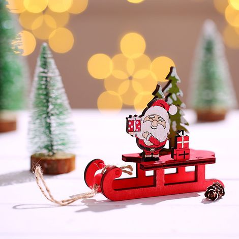 Lot de 3 décorations de Noël en bois à monter soi-même, figurines de traîneau colorées (1/4)