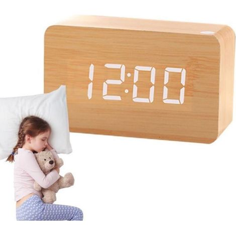 Horloge numérique en bois - - RV150BC - Programmation d'alarme - Contrôle du son - Visibilité améliorée - 2194,5 cm (1/4)