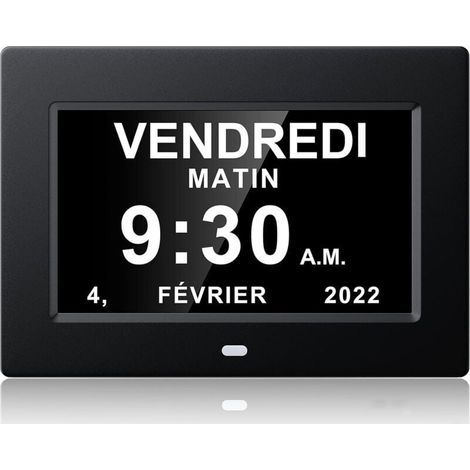 Horloge calendrier numérique One Piece 7 pouces avec date et heure, horloge Alzheimer pour parents, machine de rappel de médicaments-noir-20414324mm (1/4)