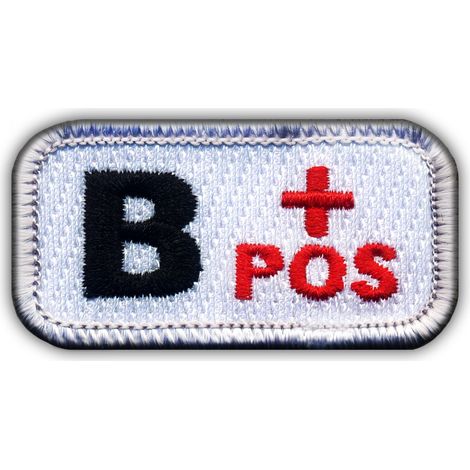Écusson de groupe sanguin B « pos » blanc/rouge - Thermocollant - Écusson/badge/emblème brodé