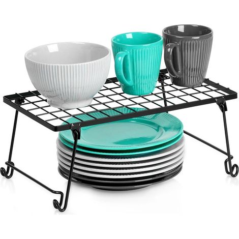 Organizador de estantes de cocina, metal negro, 36x22x15 cm
