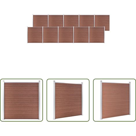 vidaXL Panneau de clôture - Clôture de jardin WPC 1737x186 cm Marron (1/5)