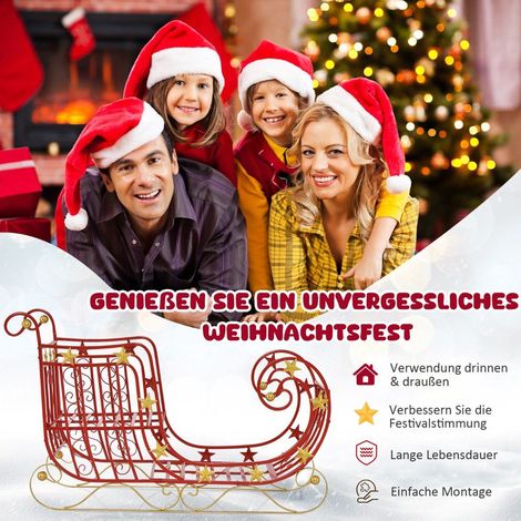 Decorative sleigh for Christmas metal sleigh Christmas decoration 99 x 36 x 61 cm red (1/5)