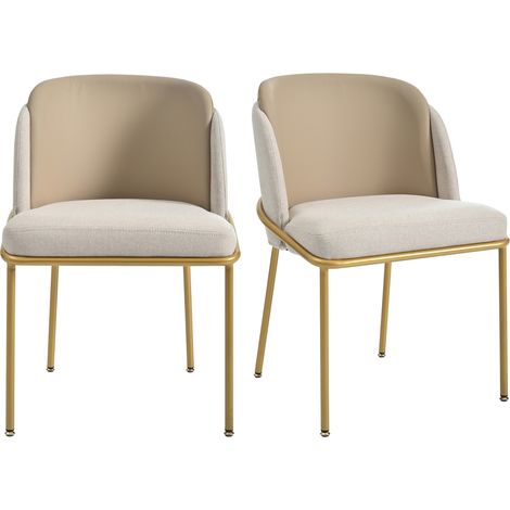 2 sedie da pranzo moderne beige con gambe inclinate e piedini regolabili (1/5)