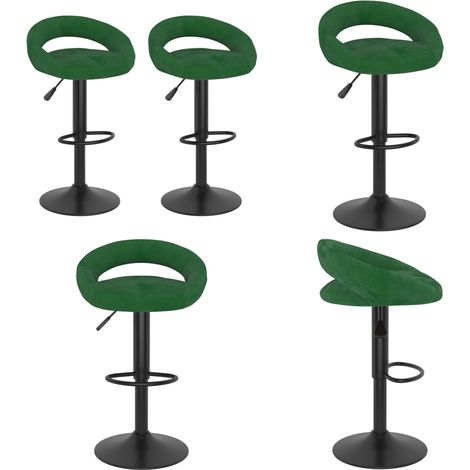 vidaXL Tabourets de bar lot de 2 vert foncé velours (1/5)