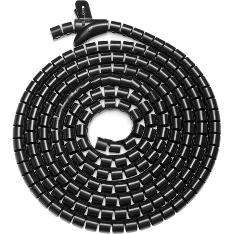 Tuyau spiralé flexible pour la gestion des câbles - 5m - Avec aide à l'insertion - Peut être découpé - Extensible - Noir (1/5)