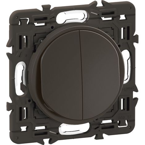 Legrand - Double interrupteur Céliane - Noir + support, à équiper d'une plaque