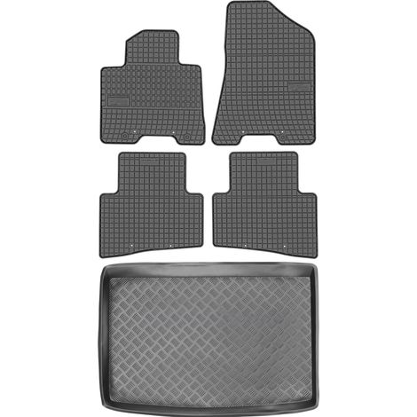 Ensemble de tapis de sol en caoutchouc pour Kia Sportage IV SUV (2015-2018) + tapis de coffre (1/5)