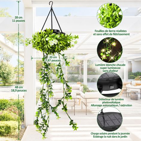 Lampe solaire plante artificielle herbe milanaise suspendue étanche IP65 jardin balcon 22 × 17 × 18 cm 460 g 1 pièce – Livraison gratuite