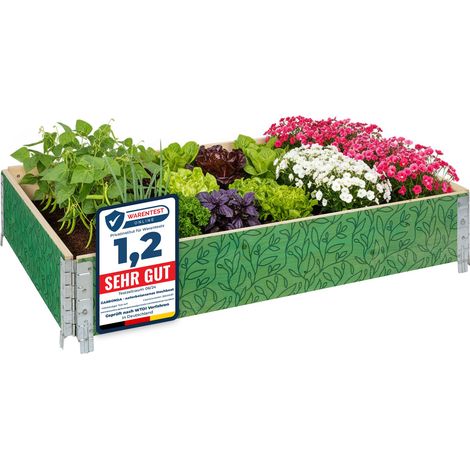 Garronda Cadre Potager en Bois imprimé 120x80x20 cm – Bac de Jardin pour Plantes, Fleurs, Fruits et légumes, Caisse de Rangement en Bois avec Motif décoratif GD-0075 (Feuille avec Fond, 1 pcs) (1/5)