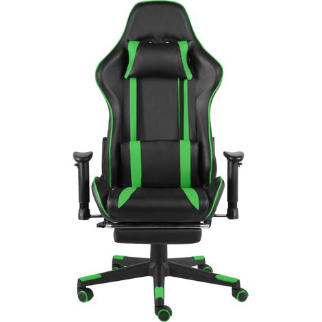 Maison Exclusive - Sedia da Gaming Girevole con Poggiapiedi Verde in PVC