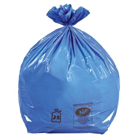 Sac poubelle 100 litres bleu NF - paquet de 50