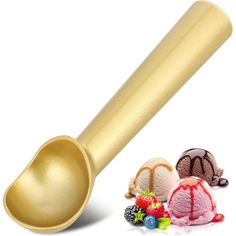Cuillère à glace en alliage d'aluminium, finition dorée, 18 × 4,3 cm, 1 cuillère, cuillère en alliage d'aluminium, cuillère à glace (1/5)