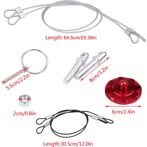 Kit esthétique loquet à goupille capot voiture sport alliage d'aluminium CNC universel rouge (1/5)